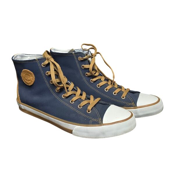 Harley Davidson Navy Blue Faux Suede Filkens High Top Sneakers Lace Up Shoes - Picture 10 of 10